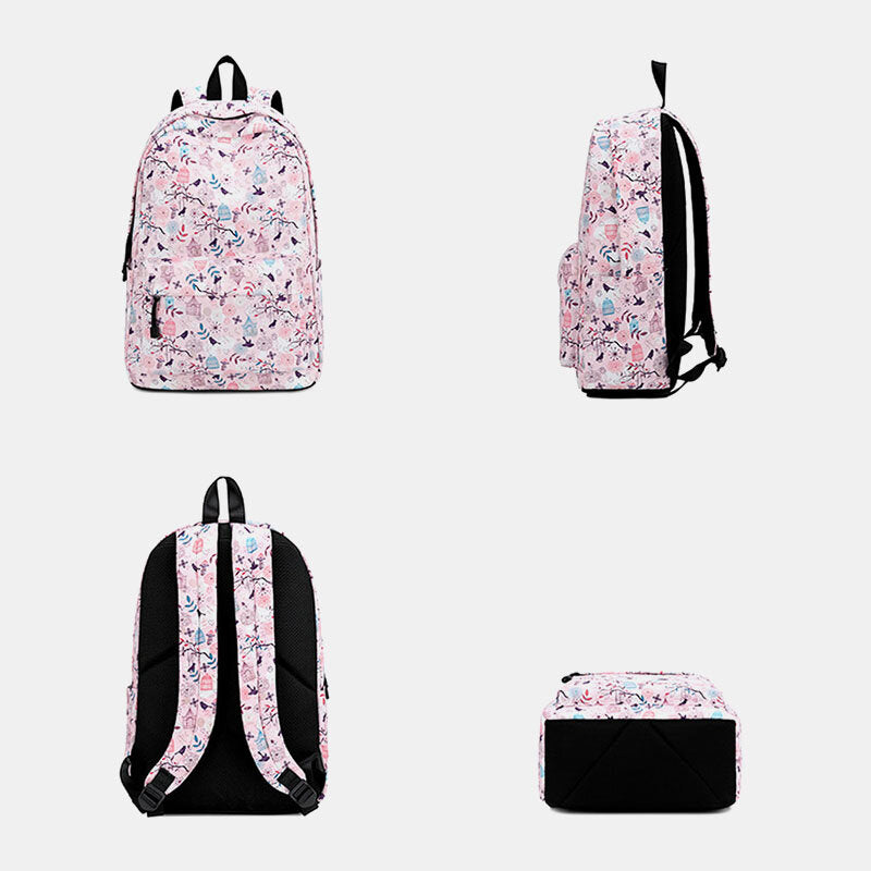 Women Print Waterproof Casual Backpack School Bag