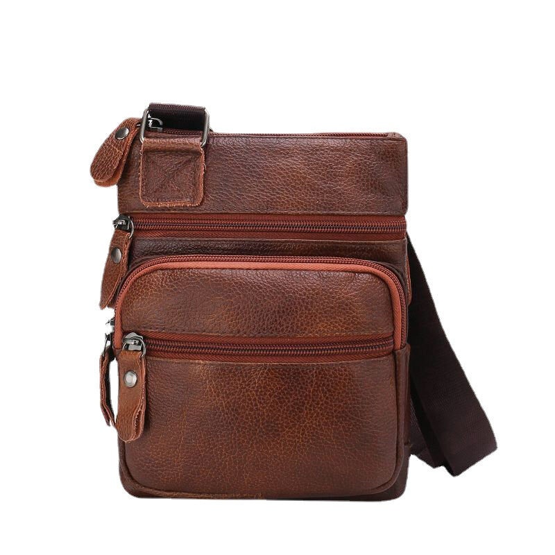 Men's Waterproof Leather Crossbody Bag - Large Capacity, Wear-Resistant