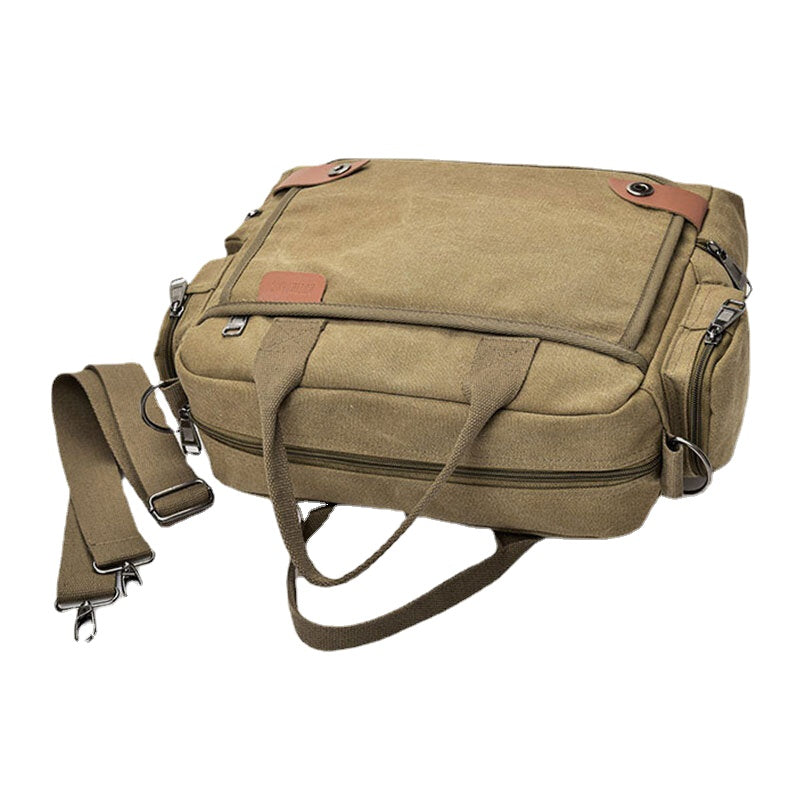 Men's Canvas Multi-pocket 13.3" Laptop Crossbody Shoulder Bag Briefcase
