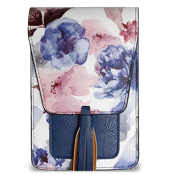 Women Casual Multi-Color Flower National Card Holder Phone Bag Crossbody