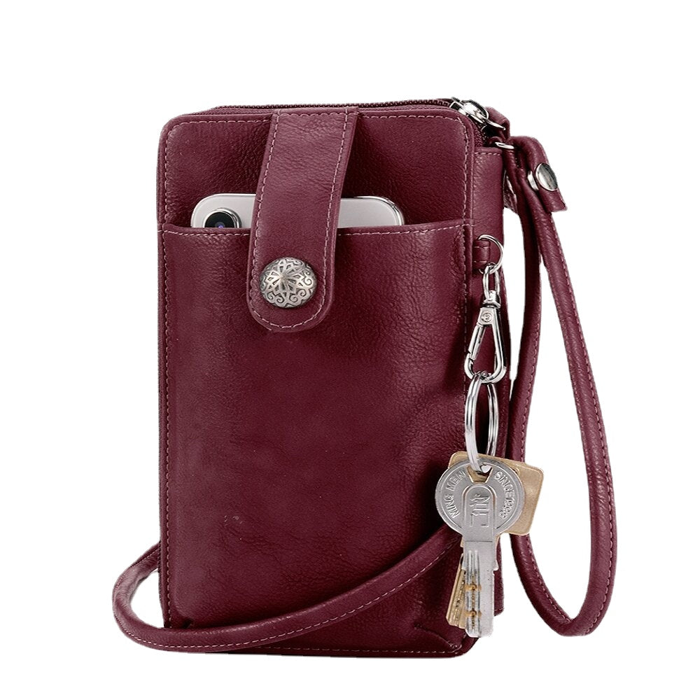 Women RFID Card Bag Solid Crossbody Phone Holder