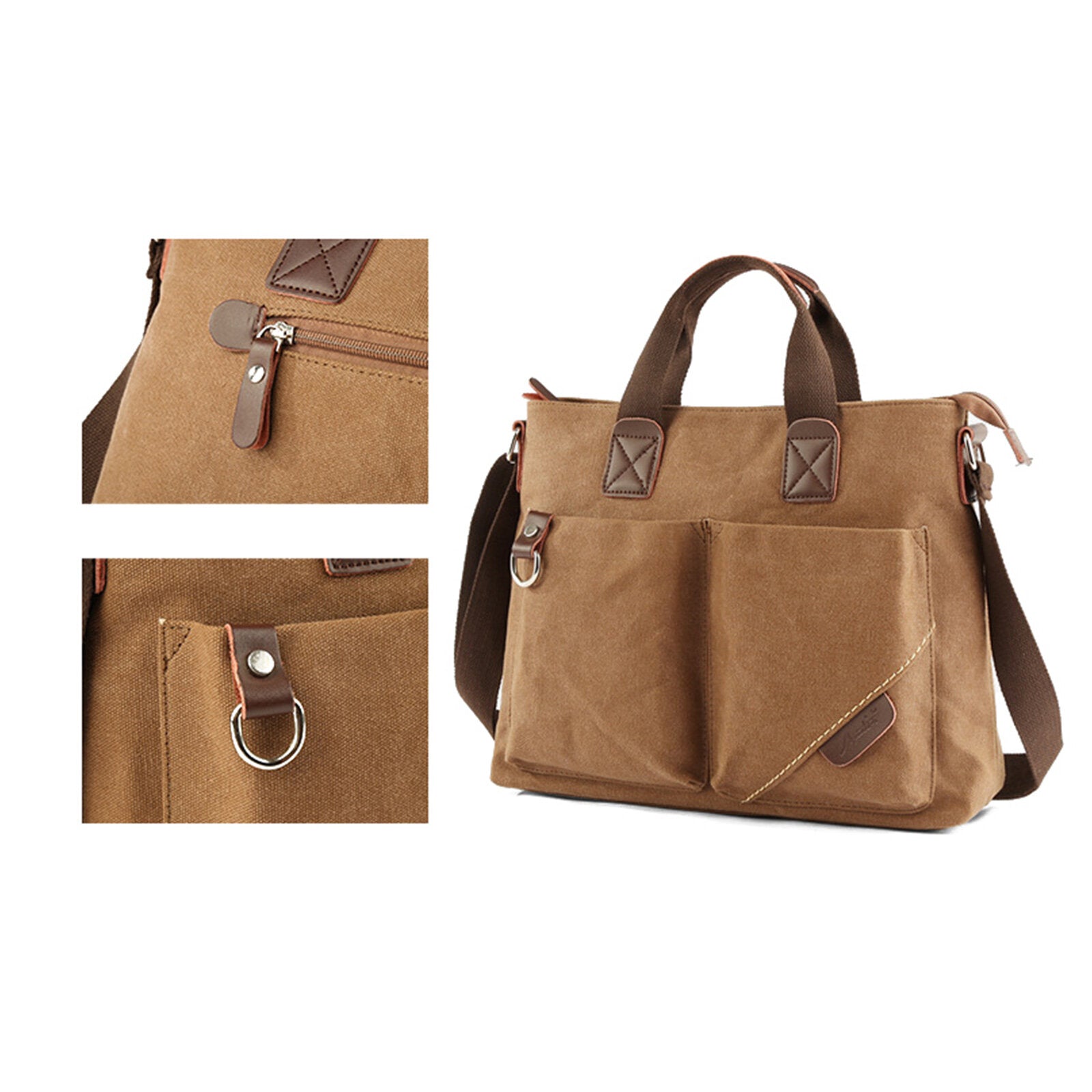 Men's Vintage Canvas Crossbody Bag - Large Capacity, Multi-pocket, Zipper Handbag & Shoulder Bag