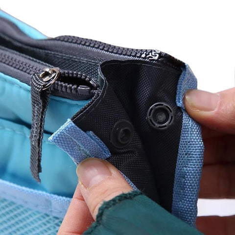 Women's Nylon Cosmetic Bags Inserted Double Zipper For Outdoors Travel