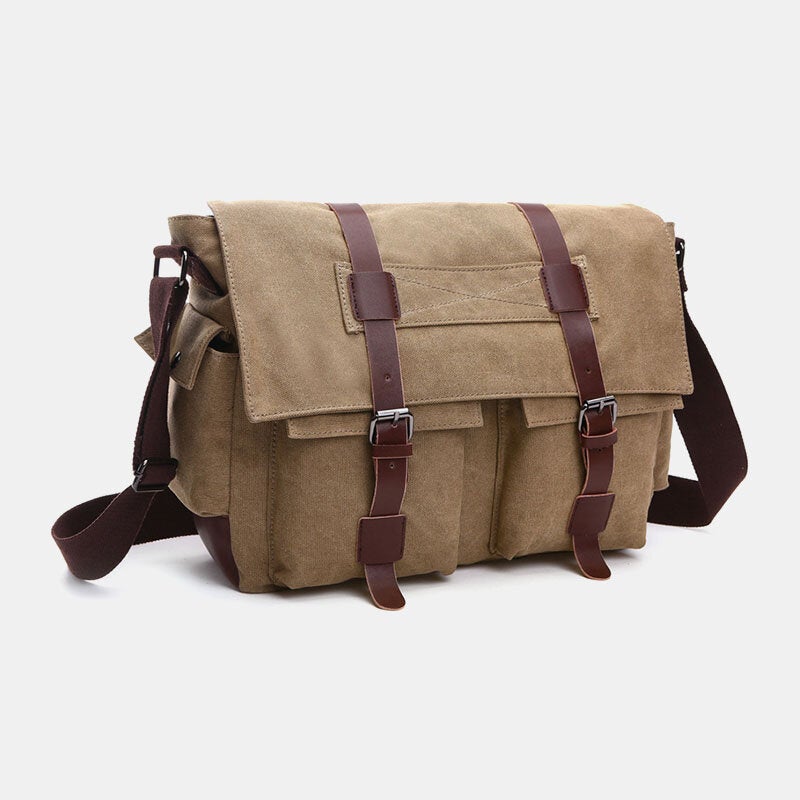 Men's Anti-theft Canvas Crossbody Bag, Large Capacity, Fits 6.3" Phone, Casual Shoulder Bag