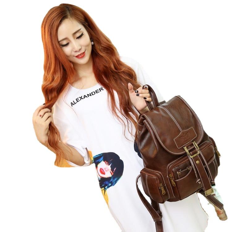 Vintage Multifunctional Female Leather Backpack