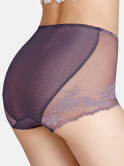 Women Translucent Lace See Through High Waist Thin Lingerie Panties