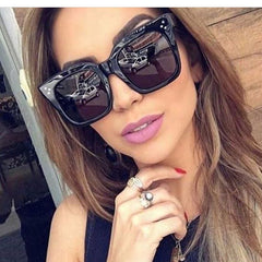 Kim Kardashian Sunglasses Lady Flat Top Eyewear Lunette Femme Women Luxury Brand Sunglasses Women Rivet Sun Glasse Uv400 - Sheseelady