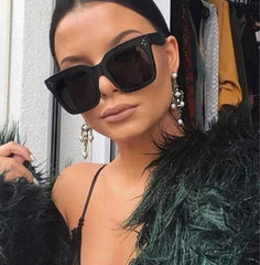 Kim Kardashian Sunglasses Lady Flat Top Eyewear Lunette Femme Women Luxury Brand Sunglasses Women Rivet Sun Glasse Uv400 - Sheseelady