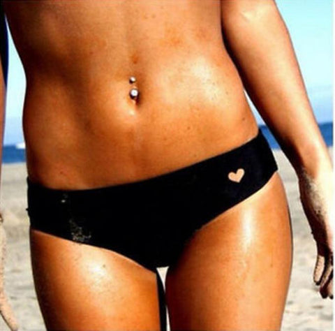New Women Brazilian Cheeky T-Back Cut Out Thong Bottom Bikini Swimwear Sexy Love Heart G Strings Thongs