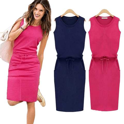 Holiday Solid Casual Sleeveless Sundress Party Dresses