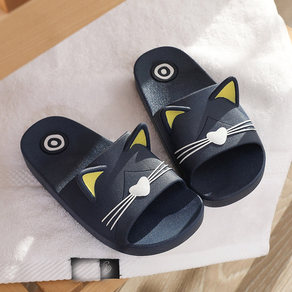 Cartoon Cat Kids Soft Slippers For Home Floor - Sheseelady