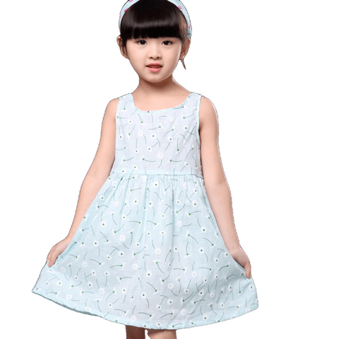 プリント花ノースリーブ1-7歳の子供のドレス女の子のための