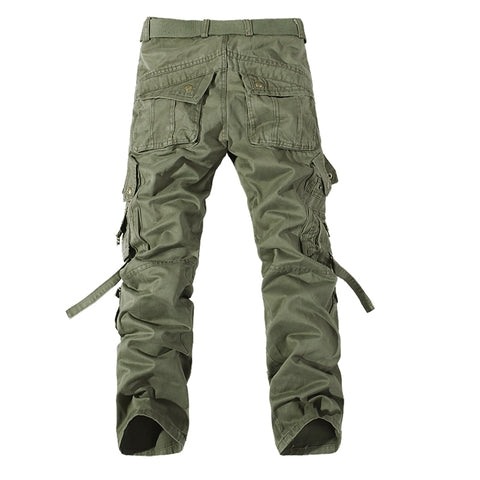 Men Cargo Pants Army Big Pockets Decoration Mens Casual Trousers Wash Male Autumn