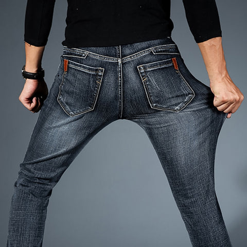 Casual Black Blue Slim Stretch Classic Denim Jeans - Sheseelady