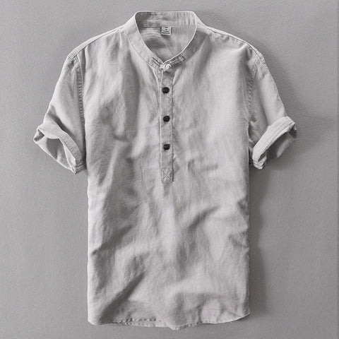 גברים להסתובב-חופשי שרוול קצר ט׳הין חולצת פשתן כותנה