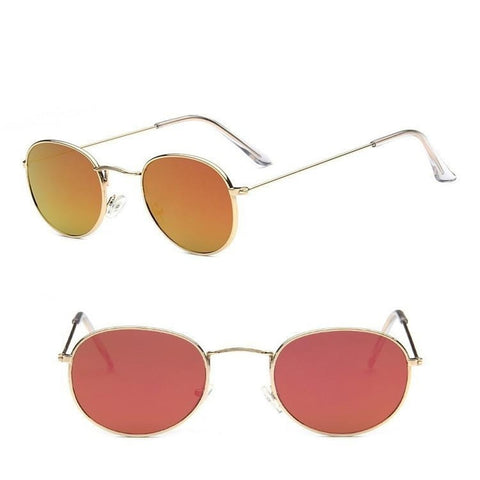 Óculos de sol redondos retrô femininos de marca de grife Óculos de sol para mulheres com espelho de liga leve feminino Oculos De Sol