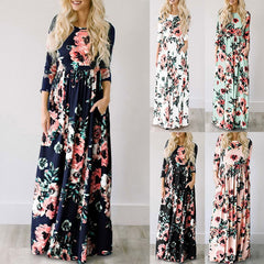 Verão muito tempo decora vestido de maxi de túnica de vestido de praia de impressão floral