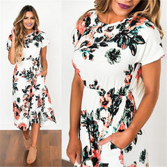 Verão muito tempo decora vestido de maxi de túnica de vestido de praia de impressão floral