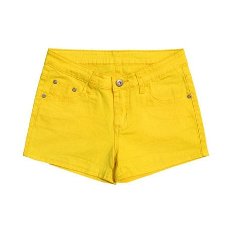 Stylish Casual Hotties' Mid Waist Denim Shorts Candy Color