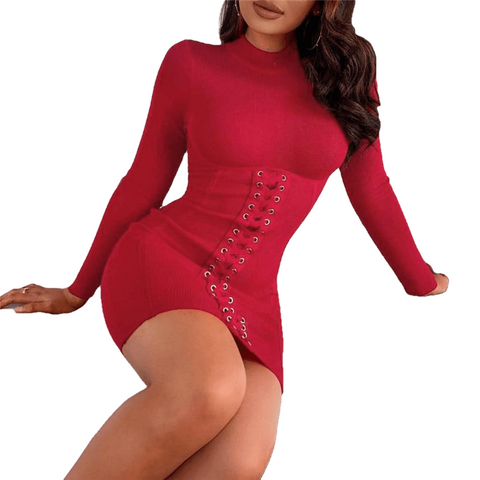 Casual Sexy Ladies' Long Sleeve Bodycon Knitted Dress