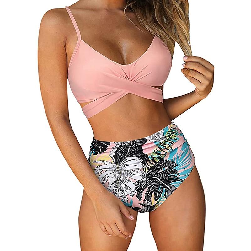 Hot Women's High Waist Push Up Bikini With Floral Print