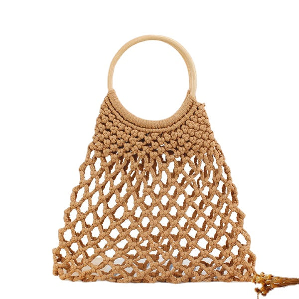 Casual Fabrics Net Beach Bag Solid Handbag For Women