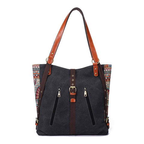 Women National Canvas Handbag Vintage Floral Shoulder Bag Multifuntion Backpack