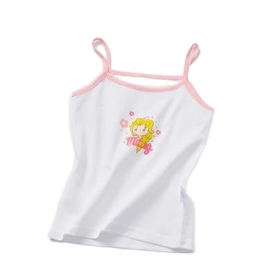 Fashionable Sweet Girls' Cartoon Print O-neck Cotton Vest