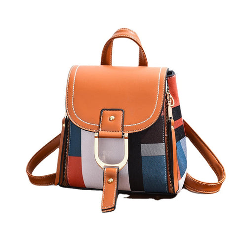 Women Fashion Elegant Leisure High Capacity Multi-Color Backpack Shoulder Bag