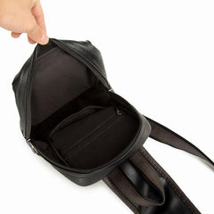 Men's Black Multi-Pocket Crossbody Chest Bag