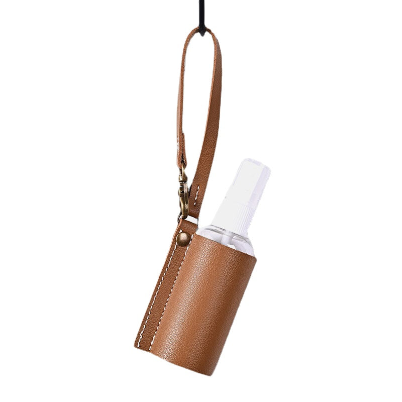 Women Faux Leather Casual Portable Solid Color Disinfectant Keychain Pendant Bag Accessory