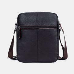 Men's Waterproof Genuine Leather Crossbody Bag with Multi-Layer Storage