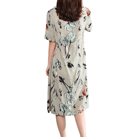 Elegant Floral Print Short Sleeve Midi Dresses - Sheseelady