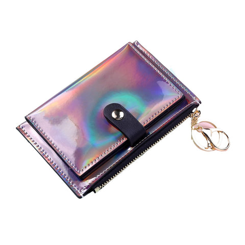 Fashion Women's Mini Zippered Purse With Keychain For Money Credit Card