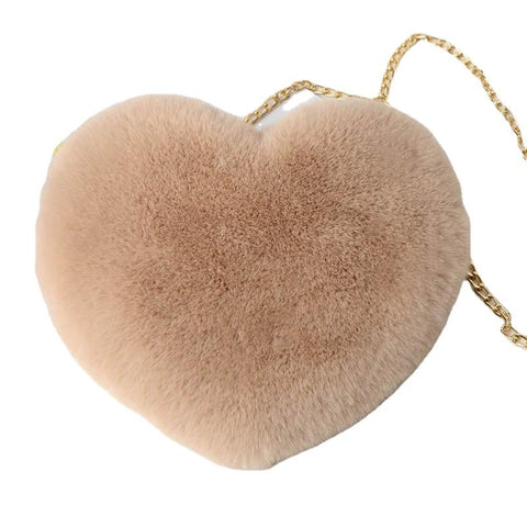 Fashionable Cute Women's Heart Shaped Faux Fur Crossbody Bags