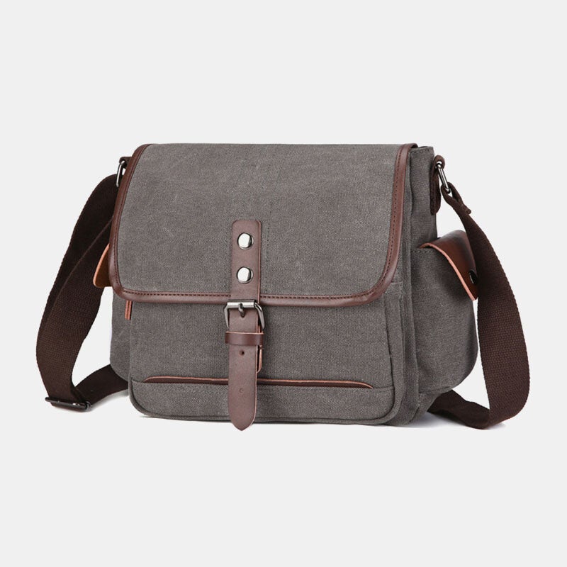 Men's Vintage Canvas Laptop Messenger Bag - Large, Water-Resistant, Crossbody Shoulder Bag