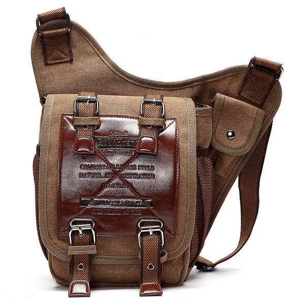 Men's Retro Canvas Crossbody Bag for Travel, Cycling, Hiking, School, Military Messenger Satchel