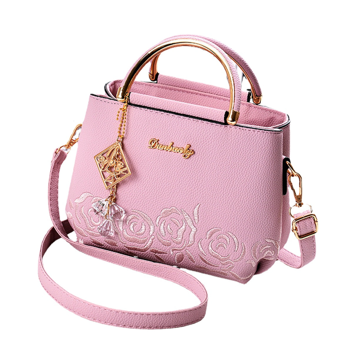 Women Faux Leather Flowers Parttern Lady Shoulder Bag Crossbody Tote Handbags