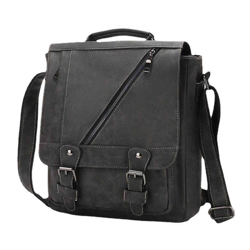 Men's Vintage PU Leather Waterproof Crossbody Shoulder Bag - Large Capacity