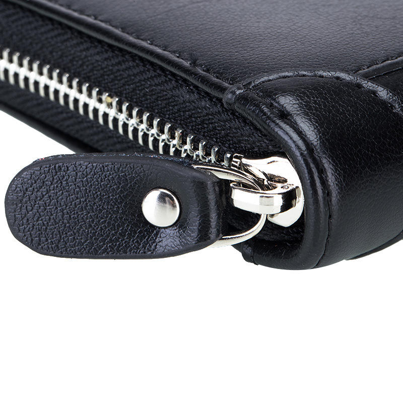 RFID Leather Card Holder Wallet for Men & Women - Large Capacity, Casual Zipper Design