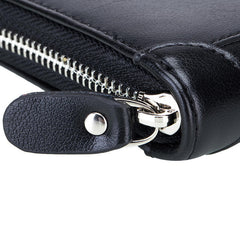 RFID Leather Card Holder Wallet for Men & Women - Large Capacity, Casual Zipper Design