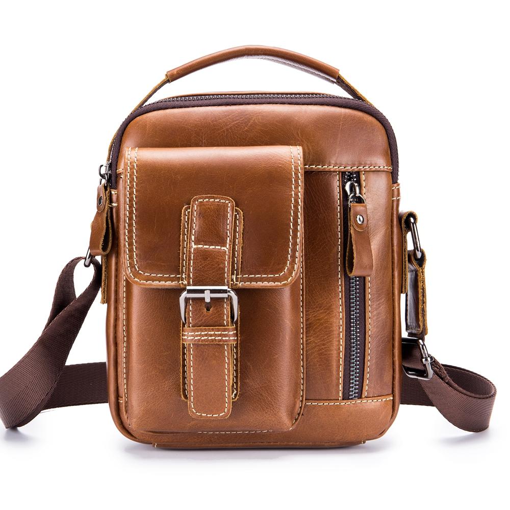 Men's Classic Leather Crossbody Bag - Casual Business Shoulder Handbag