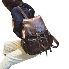 Vintage Multifunctional Female Leather Backpack