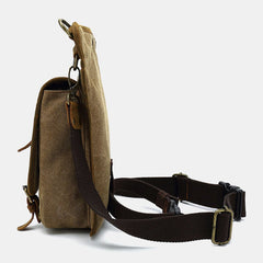 Men's Leather & Canvas Cycling Leg Bag - Outdoor Sport Waist Crossbody