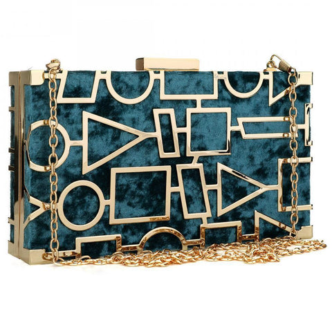 Stylish Elegant Ladies' Zinc Alloy Box Clutches With Geometric Pattern