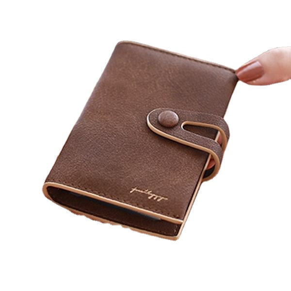 Women PU Solid Short Wallet 20 Card Slot Holder Concise Purse