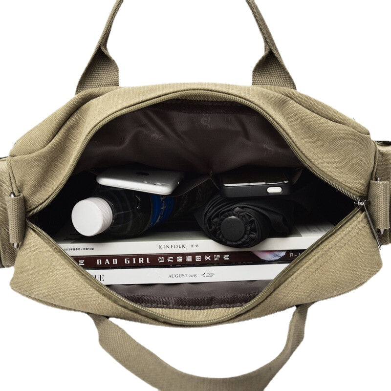 Men's Canvas Multi-pocket 13.3" Laptop Crossbody Shoulder Bag Briefcase