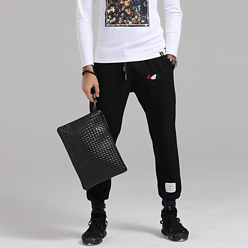 Unisex Faux Leather A4 Business File Bag Clutch with Woven Pattern