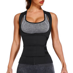 Zipper Double Belts Waist Corset Weight Loss Slimming Sweat Vest Workout Body Tank Top