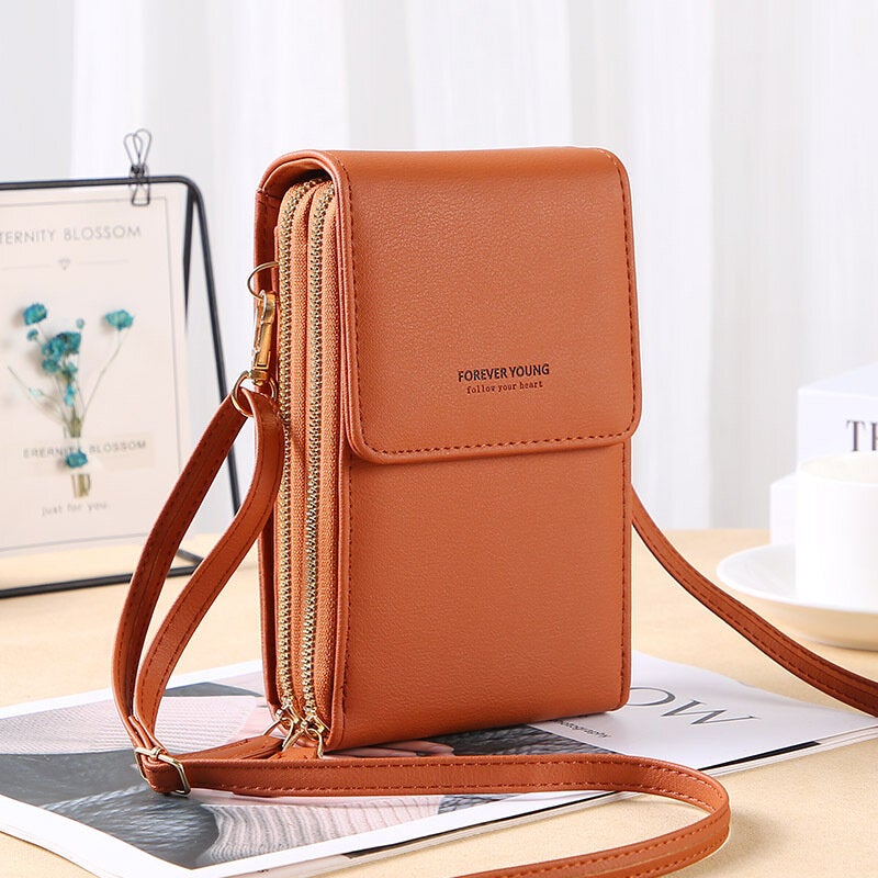 Women 6.5 Inch Touch Screen RFID Clutch Card Large Capacity Multi-Pocket Crossbody Phone Bag